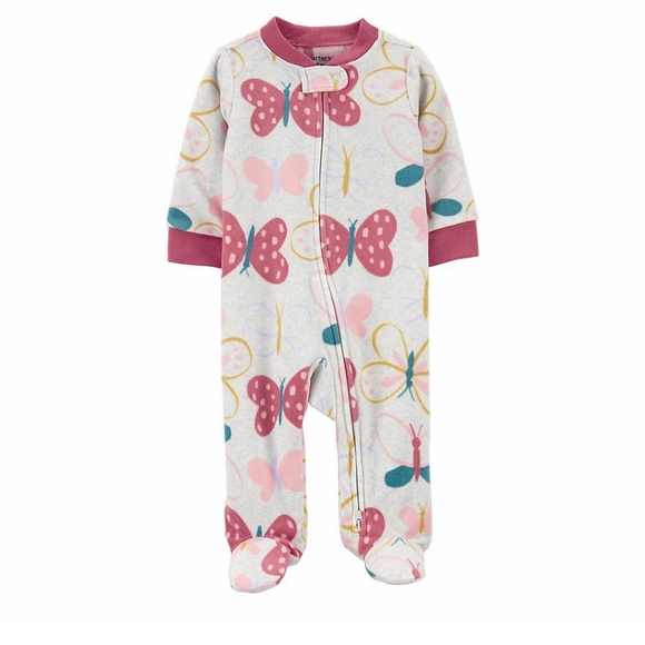 Carter's Baby Girl Butterfly Fleece Sleep & Play Pajamas New With Tags - Picture 5 of 5